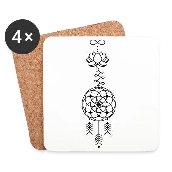 Totem des rêves – Symbole du monde des rêves - Dessous de verre (lot de 4) - blanc - Devant