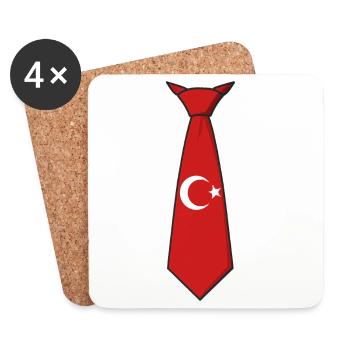 Red Tie with Crescent Moon and Star - Coasters (set of 4) - white - Front
