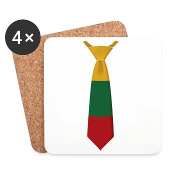 Lithuania Tie – Flag Design - Coasters (set of 4) - white - Front