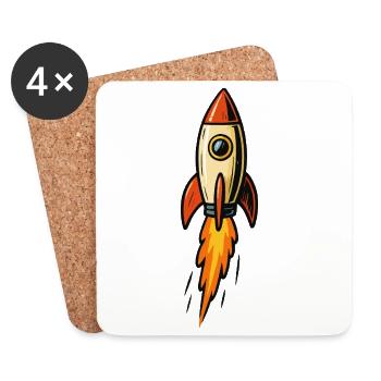 Illustration de fusée Fire Flight - Dessous de verre (lot de 4) - blanc - Devant
