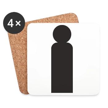 Silhouette d’homme minimaliste - Dessous de verre (lot de 4) - blanc - Devant