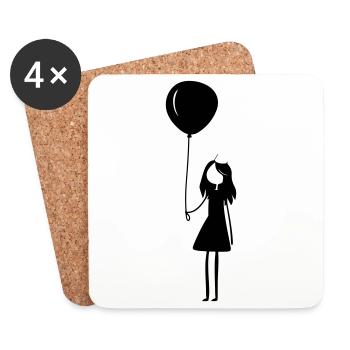 Fille ballon d’anniversaire - Dessous de verre (lot de 4) - blanc - Devant