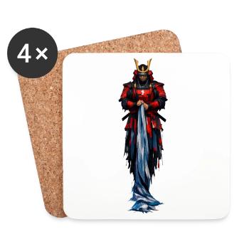 Manteau de Samouraï Guerrier Rouge - Dessous de verre (lot de 4) - blanc - Devant