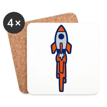 Launching Rocket Silhouette - Coasters (set of 4) - white - Front