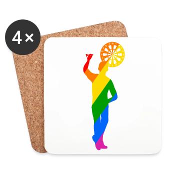 colorful dart player throwing with left - Coasters (set of 4) - white - Front