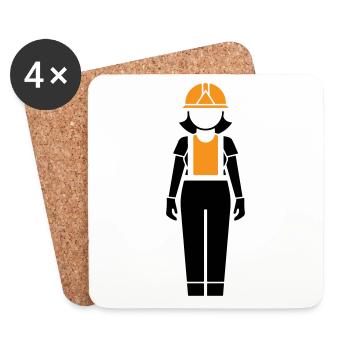 Construction Worker Woman - Coasters (set of 4) - white - Front