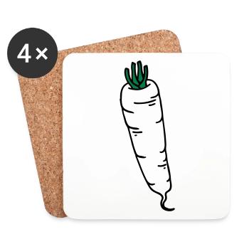 Radis radish radis - Dessous de verre (lot de 4) - blanc - Devant