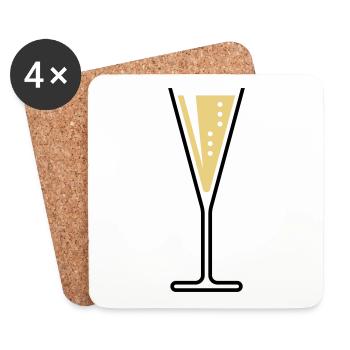XSektglas (Sekt / Trichter / Offen / 2C) - Untersetzer (4er-Set) - Weiß - Vorne