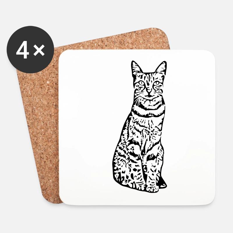 Katze Kätzchen Katzenshirt Geschenk - Untersetzer (4er-Set) - Weiß