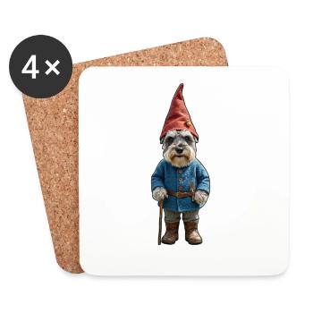 Gartenzwerg Schnauzer Zauber - Untersetzer (4er-Set) - Weiß - Vorne