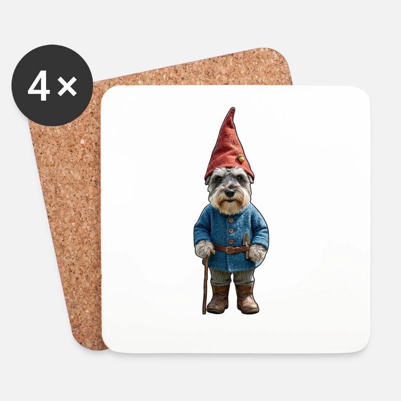 Garden Gnome Schnauzer Magic - Coasters (set of 4) - white