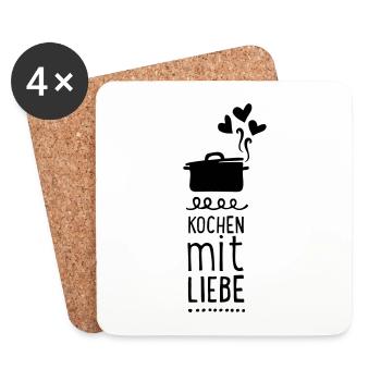 kochen liebe hobbykoch freude spass topf koch (1c) - Untersetzer (4er-Set) - Weiß - Vorne