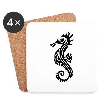 TAHITIAN SEA HORSE (tribal collection) - Coasters (set of 4) - white - Front