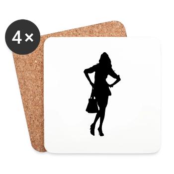 Frau Körper Silhouette Vektor-Design - Untersetzer (4er-Set) - Weiß - Vorne