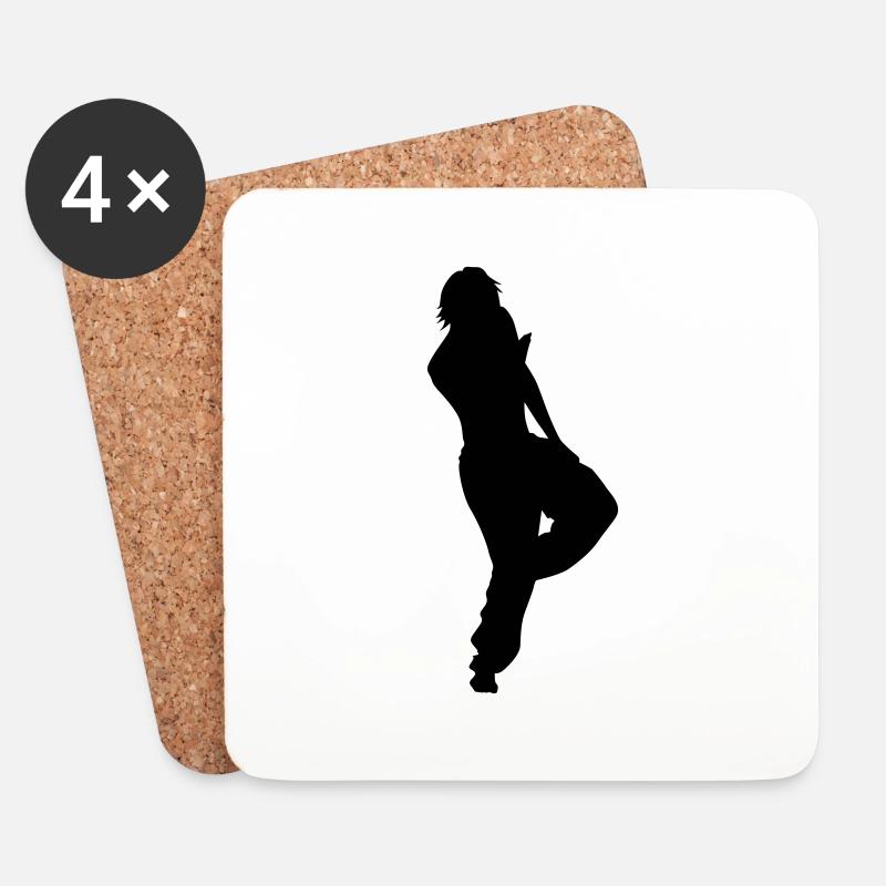 Singer and Dancer Silhouette vector design - Coasters (set of 4) - white