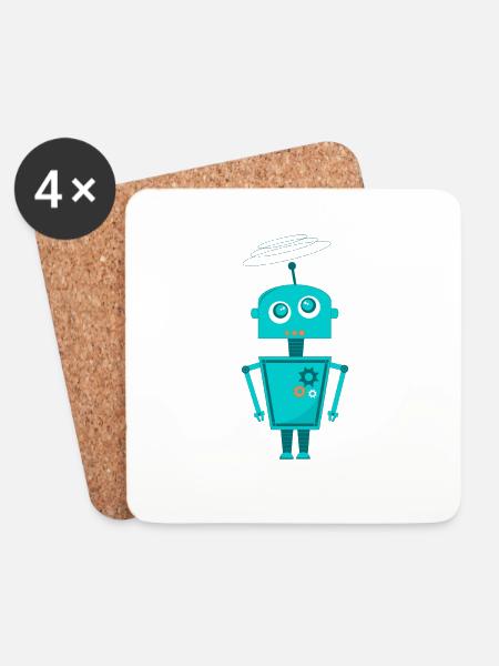 robot - Coasters (set of 4) - white