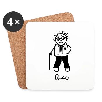 Ü-40 Mann/vierzig - Untersetzer (4er-Set) - Weiß - Vorne