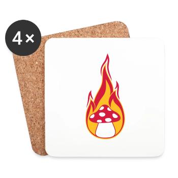 fire burn flames hot mushroom fly agaric red p - Coasters (set of 4) - white - Front