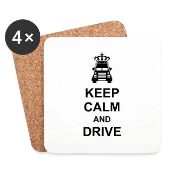 keep calm and drive crown truck truck truck truck - Coasters (set of 4) - white - Front