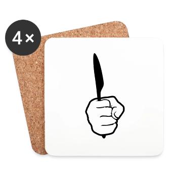 cool messer hand halten besteck essen gehen hunger - Untersetzer (4er-Set) - Weiß - Vorne