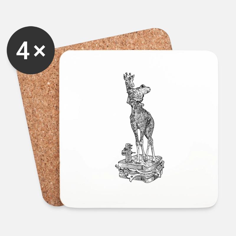 Giraffensandwich - Untersetzer (4er-Set) - Weiß