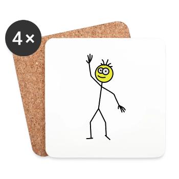 Happy Stick Figure - Coasters (set of 4) - white - Front