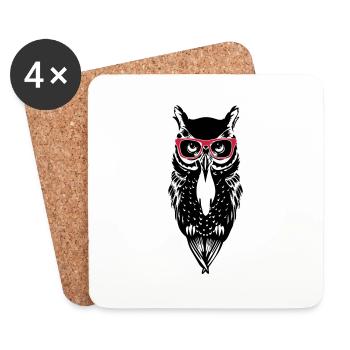 eule owl_glasses_2 - Untersetzer (4er-Set) - Weiß - Vorne