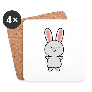 Niedlicher Hase / Bunny - Untersetzer (4er-Set) - Weiß - Vorne