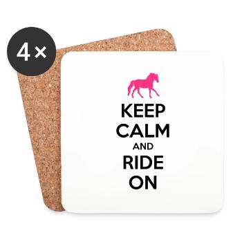 Keep Calm and Ride On Horse Design - Untersetzer (4er-Set) - Weiß - Vorne