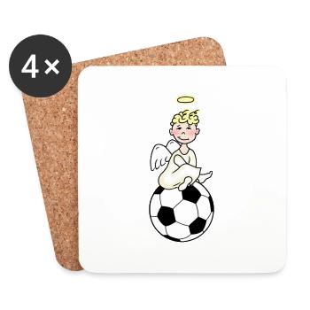 Fußball-WM-Fan-Engel - Untersetzer (4er-Set) - Weiß - Vorne