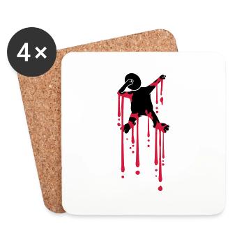 blood drops dabbing graffiti silhouette dancing there - Coasters (set of 4) - white - Front