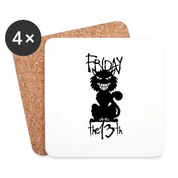 black cat friday 13 halloween - Coasters (set of 4) - white - Front