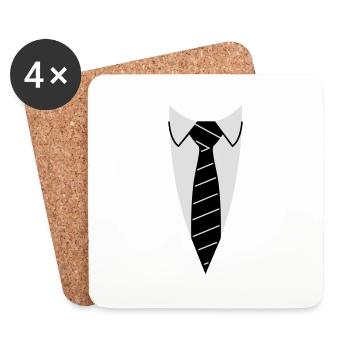 cravate - Dessous de verre (lot de 4) - blanc - Devant