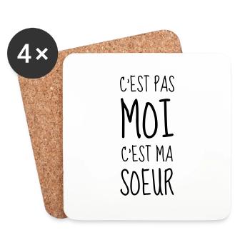 Bébé - Naissance - Enfant - Frère - Soeur - Humour - Dessous de verre (lot de 4) - blanc - Devant
