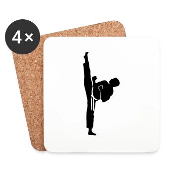 karaté coup - Dessous de verre (lot de 4) - blanc - Devant