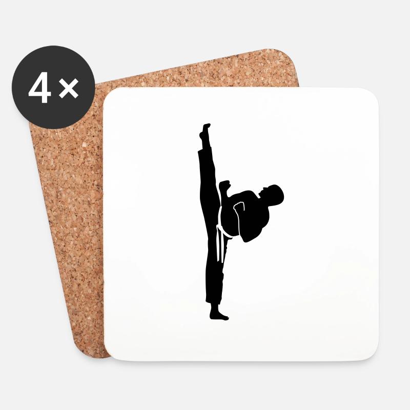 Karate-Tritt - Untersetzer (4er-Set) - Weiß