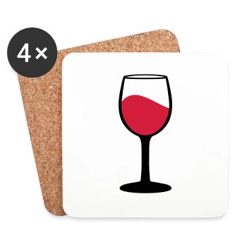 Weinglas, Wein - Untersetzer (4er-Set) - Weiß - Vorne