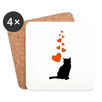 cat hearts - Untersetzer (4er-Set) - Weiß - Vorne