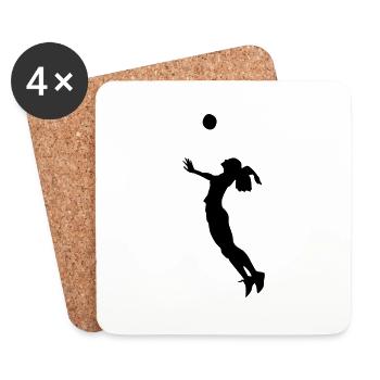 volleyball frau silhouette - Untersetzer (4er-Set) - Weiß - Vorne