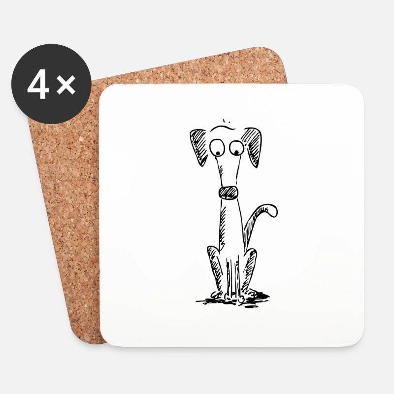 Hund traurig - Untersetzer (4er-Set) - Weiß