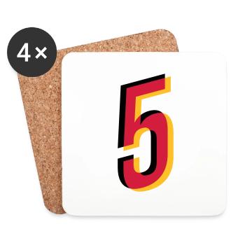 5 Number Germany Jersey Number Black Red Gold - Coasters (set of 4) - white - Front