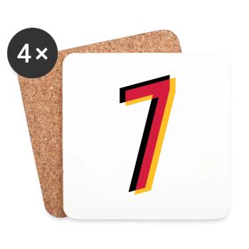 7 Numéro Allemagne maillot numéro noir or rouge - Dessous de verre (lot de 4) - blanc - Devant