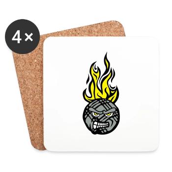 petanque face cartoon flame13 feroce - Coasters (set of 4) - white - Front