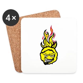 tennis face cartoon flamme feroce - Dessous de verre (lot de 4) - blanc - Devant