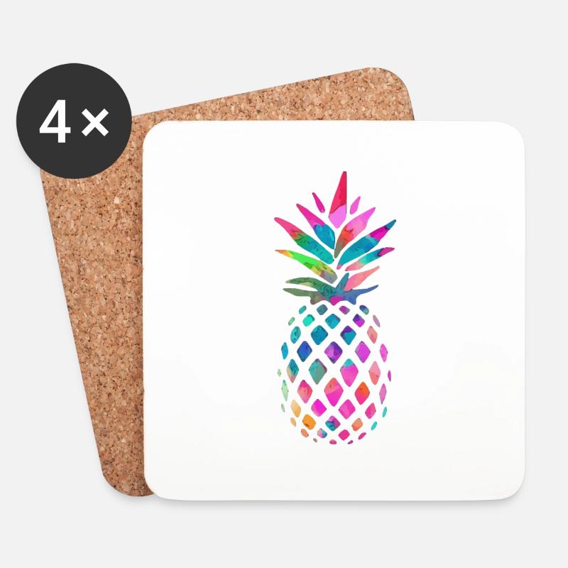 Regenbogen Ananas - Untersetzer (4er-Set) - Weiß