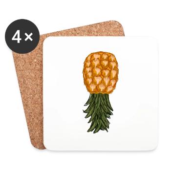 Ananas auf dem Kopf - Untersetzer (4er-Set) - Weiß - Vorne