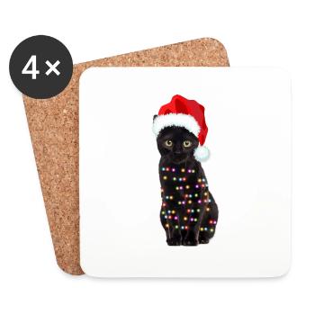 Cute Cats Xmas Kitten Christmas Outfit - Coasters (set of 4) - white - Front