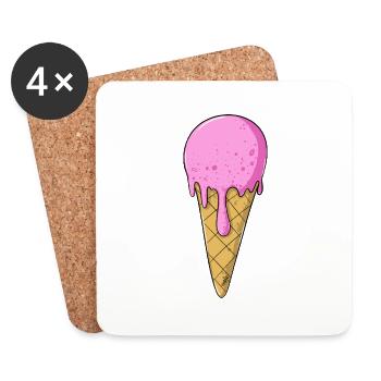 | de crème glacée Crème glacée rose rose | Glace - Dessous de verre (lot de 4) - blanc - Devant