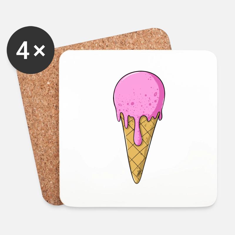Eis | Rosa Pink Eiscreme | Ice Cream - Untersetzer (4er-Set) - Weiß