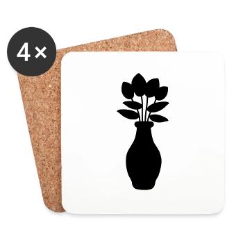 Contour silhouette belles tulipes - Dessous de verre (lot de 4) - blanc - Devant